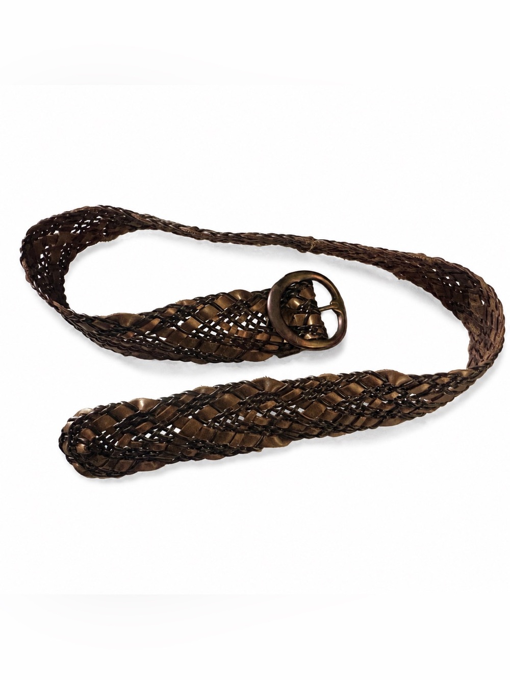 Y2K Chunky Woven Leather Belt